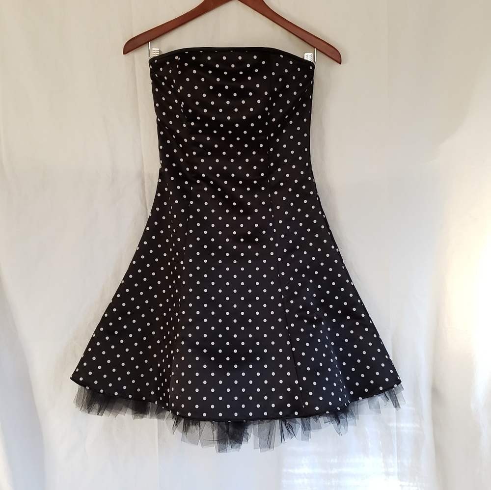 Jessica MClintock Strapless Polka Dot Dress